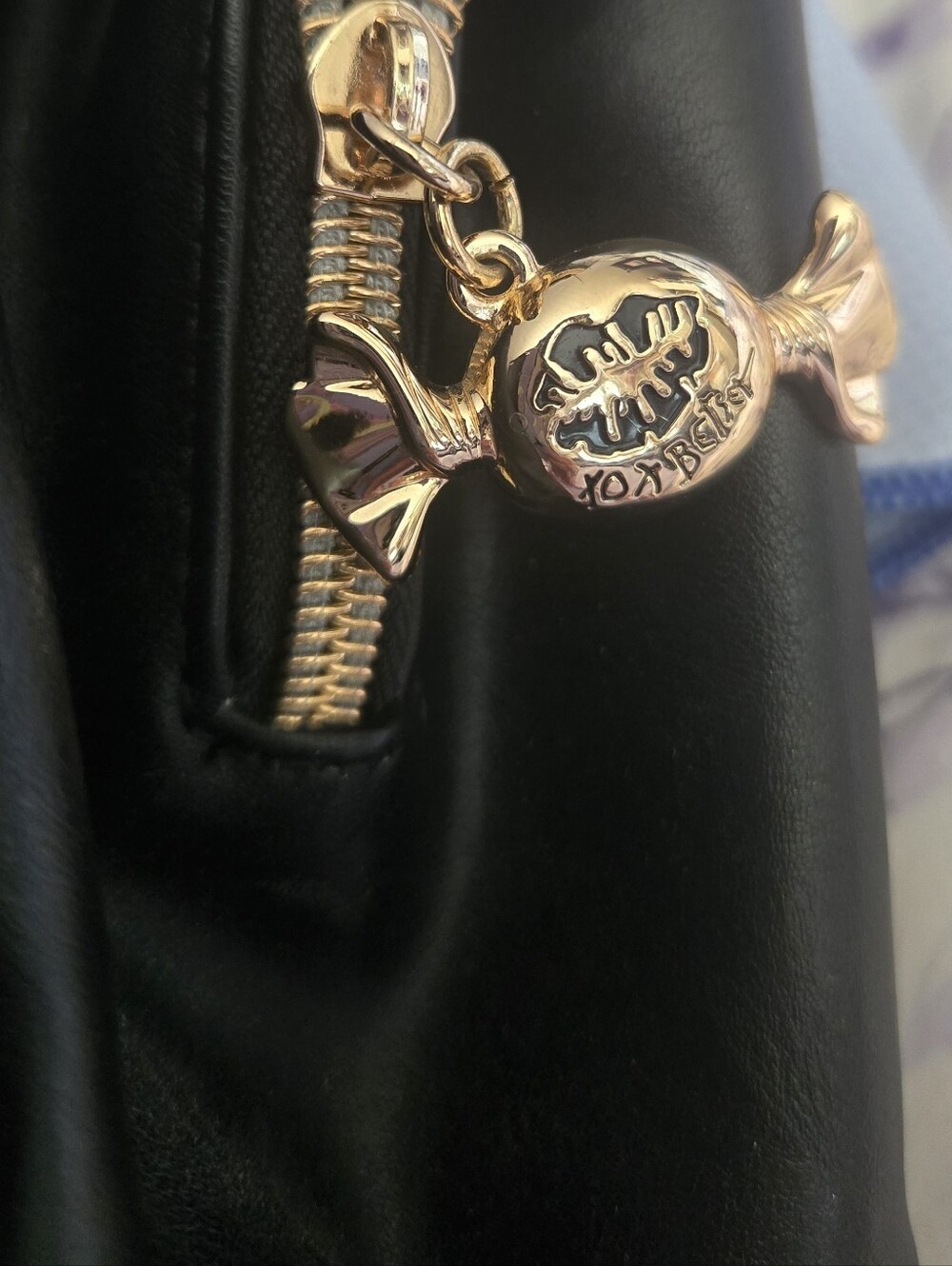 Betsey Johnson Black Satchel with Pink Donut Accent and Colorful Charm - Picture 5 of 5